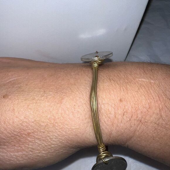 Vintage Wire and Foreign Coin Bracelet - Picture 2 of 7